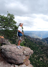 Travel Agent Guest at Balancing Rock in Mexico's Copper Canyon